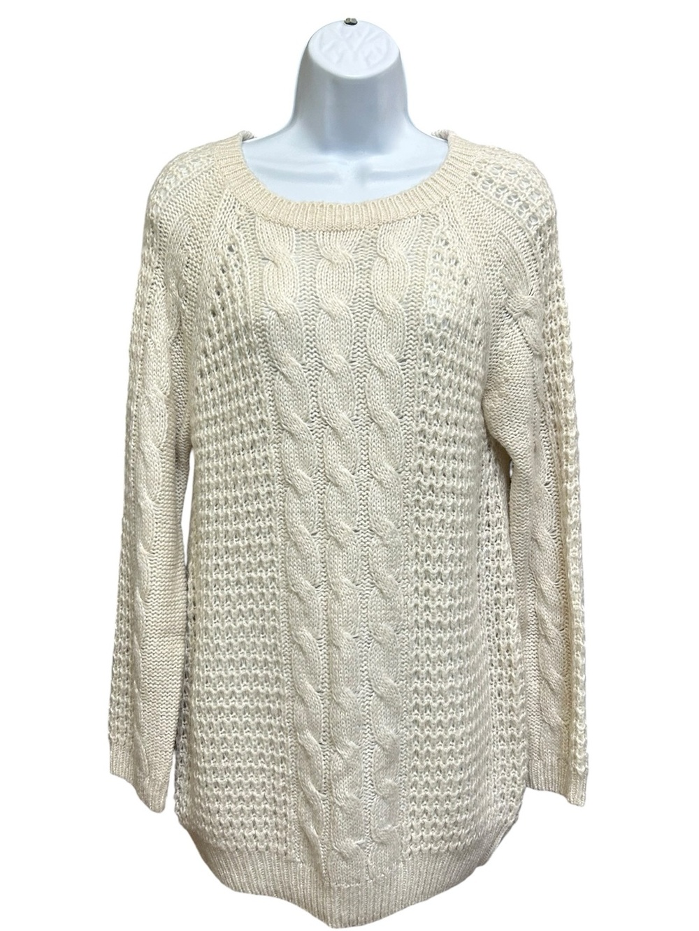 Streetwear Society Off White Cable Knit Sweater Top Size M
